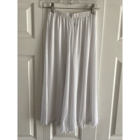 Rapz Women's Small White Flowy Wide Leg Pants Lagom Resort Pull On Sheer - Picture 1 of 6